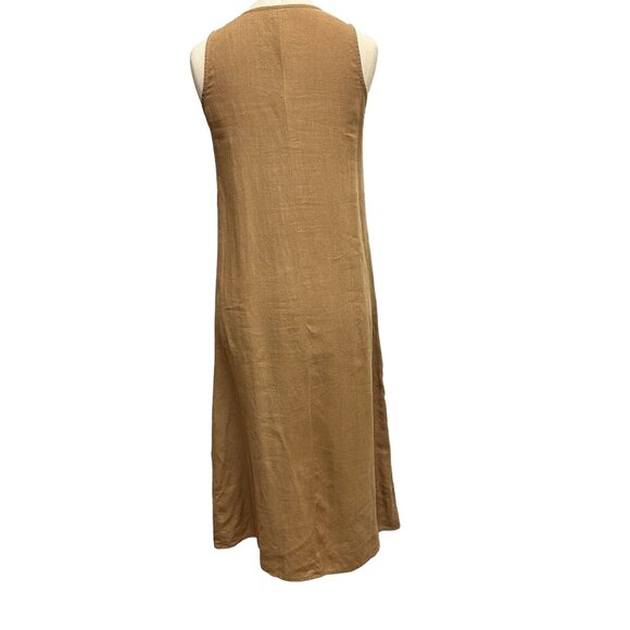 Eileen Fisher 100% Linen Midi tank Dress, Tan, Size Extra Small Petite - Picture 4 of 6